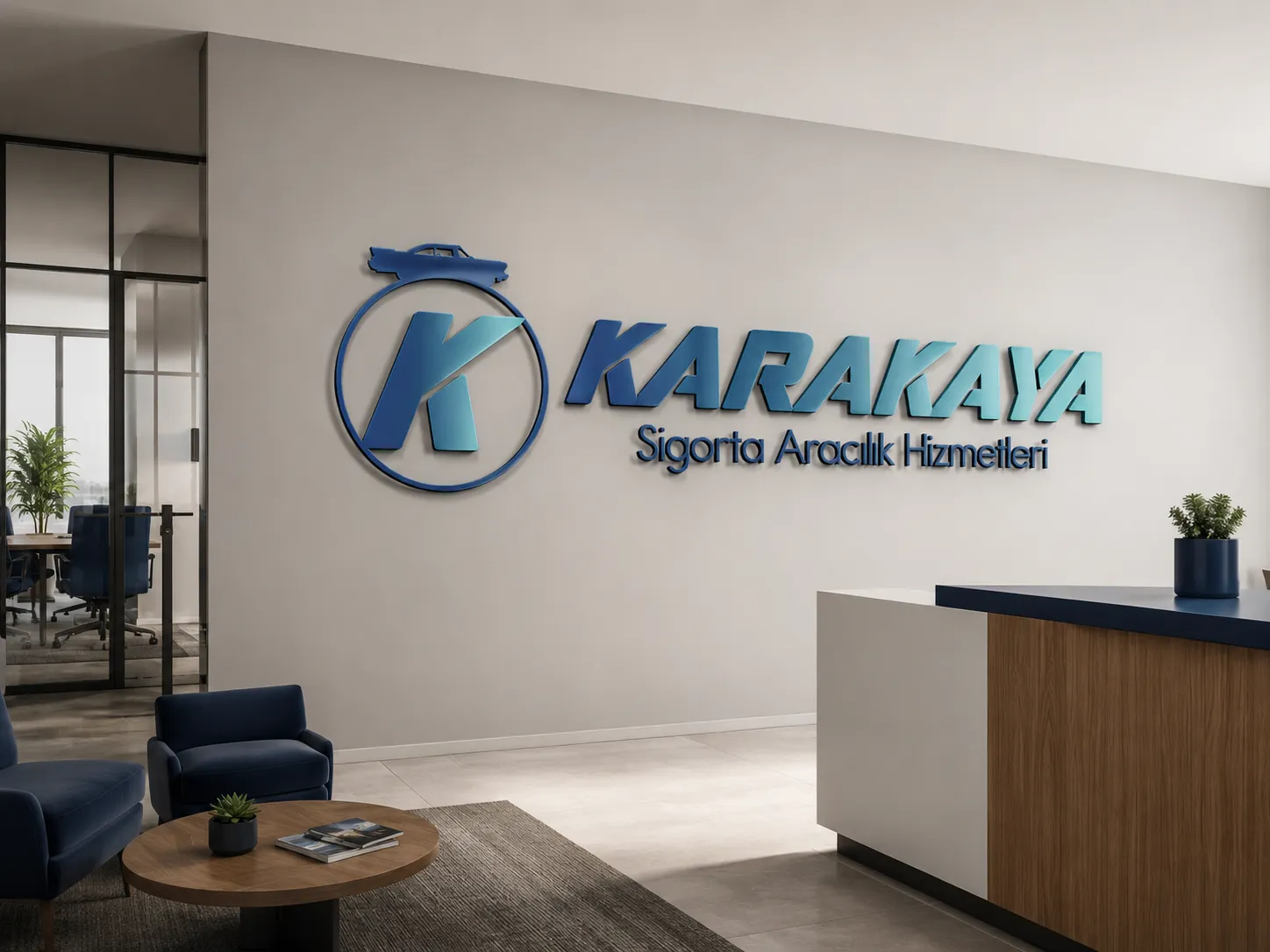 Karakaya Sigorta kurumsal ofis logo mockup görseli